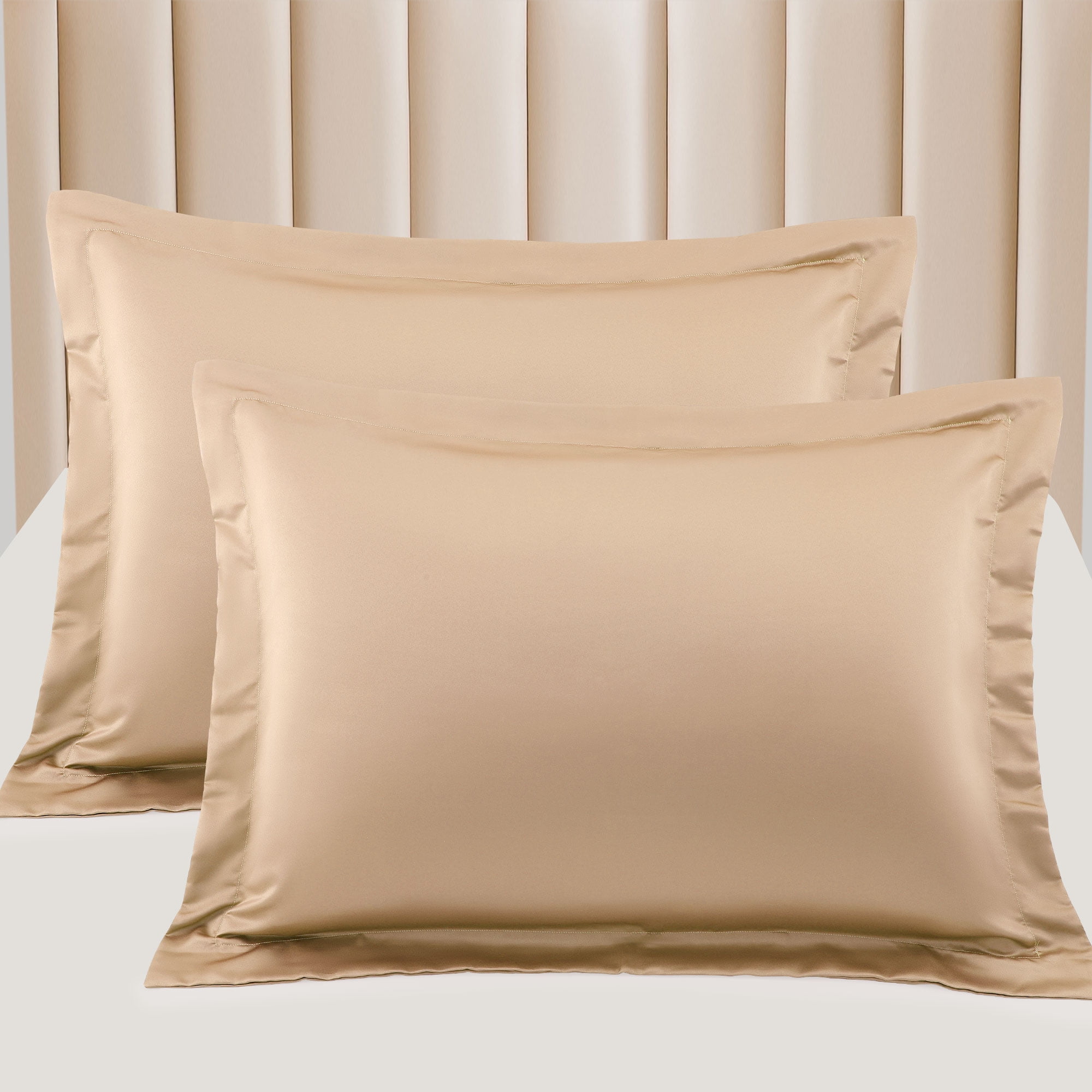 PiccoCasa 2 Pack Satin Pillowcases, Soft Pillow Shams, Gold,Queen(20
