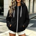 thumbnail image 4 of WIZUTIZ Women's Zip Up Hoodie Jacket Double Pockets Solid Color Long Sleeve Winter Casual, 4 of 7