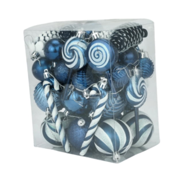 40x adornos de bolas de Navidad bolas colgantes de Navidad colgantes telón de fondo adornos navideños bolas de Navidad para ventana de corona de Azul