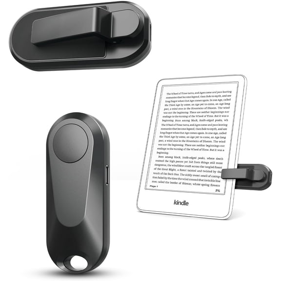 Remote Control Page Turner for Kindle Paperwhite Oasis Kobo eReaders, Camera Camcorder Controls, Clicker ipad Tablets Reading Novels with Wrist Strap Storage Bag