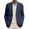 thumbnail image 2 of Dwelliawo Mens Casual Blazer Button Business Casual Sports Coat Suit Dress Jackets Winter Fall Regular Fit Long Sleeve Jacket Clearance Navy M, 2 of 4