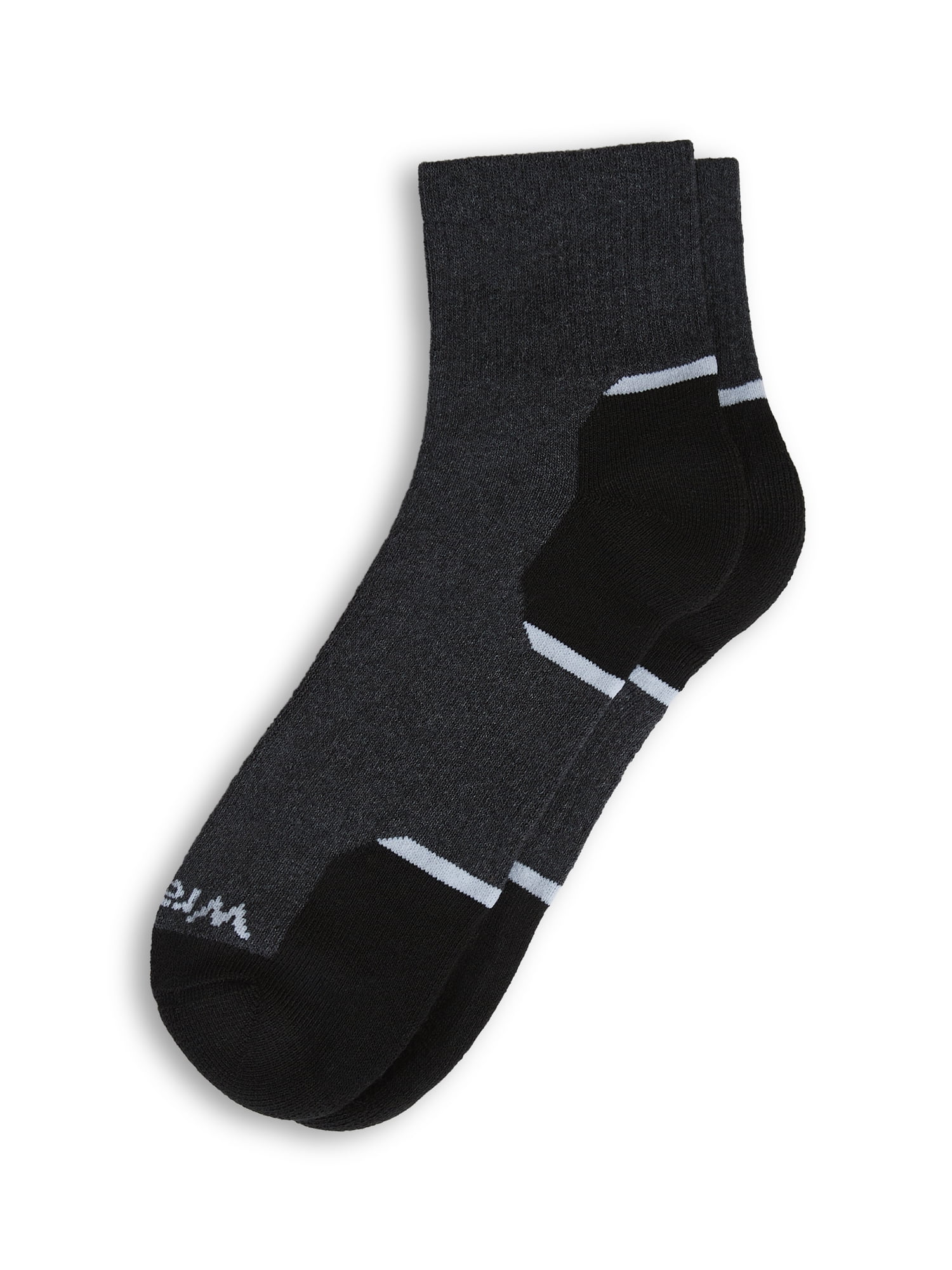 Wrangler Essential Cool Comfort Men’s Full-Cushion Quarter Socks, 6-12, Charcoal Heather, 12-Pack