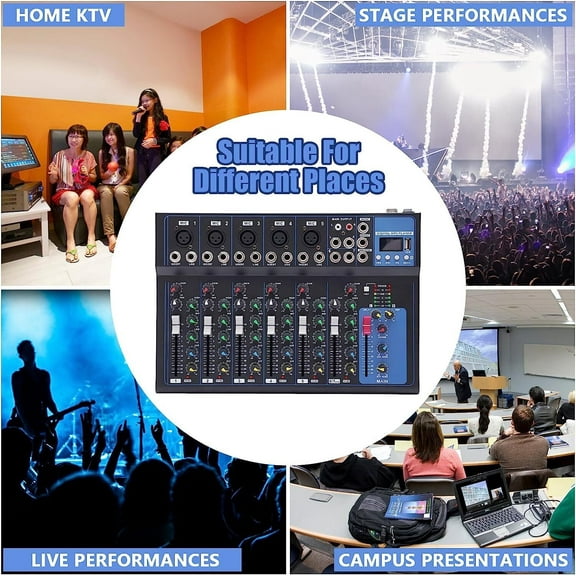 Mixer 7 Channels Studio Audio Mixer DJ Live Sound Mixing Console Bluetooth Mixer
