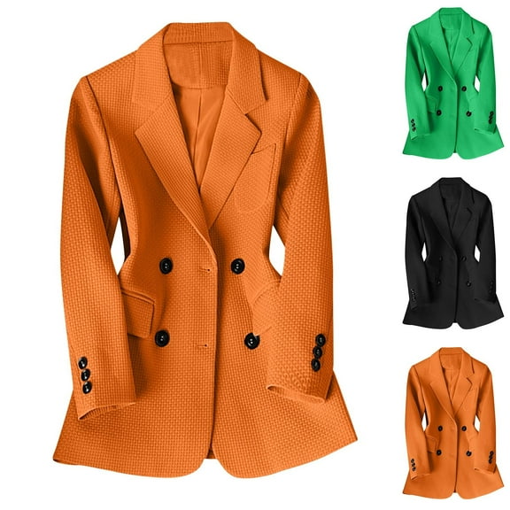 Hvyesh Women's Blazer Jacket Business Casual Lapel Double Breasted Coat Dressy Open Front Long Sleeve Blazers with Pockets