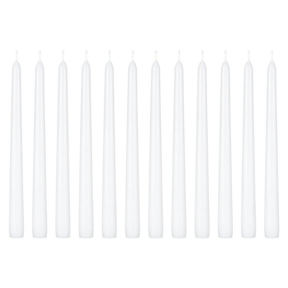 Mega Candles 12 pcs Unscented White Taper Candle, Hand Poured Wax Candles 10 Inch x 7/8 Inch, Home Décor, Wedding Receptions, Baby Showers, Birthdays, Celebrations, Party Favors & More