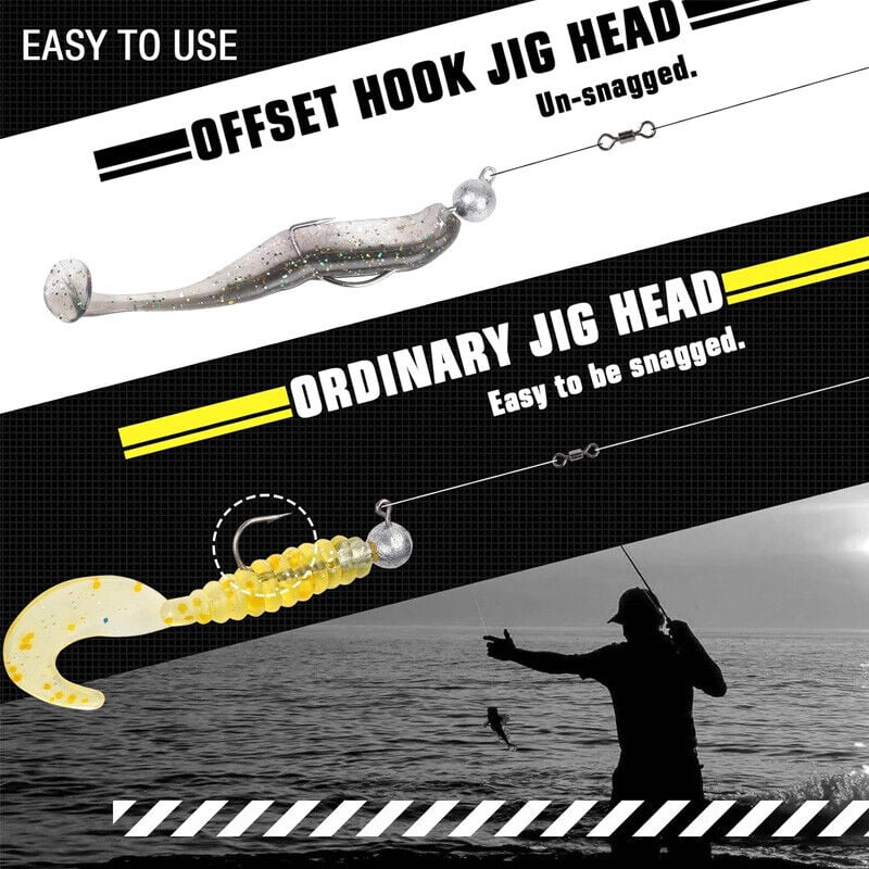 50pcs 1/8 3/16 1/4 3/8 1/2 oz Offset Jig Head Fishing Hooks Crappie Trout Lure