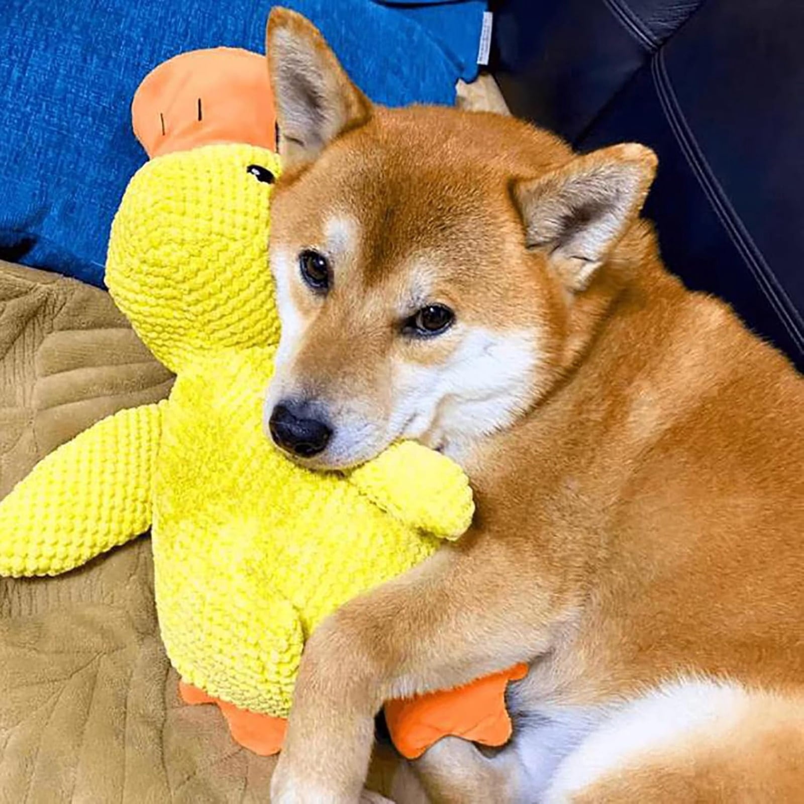 Anti-Destructive Pet Anxiety Relief Duck Toy, Squeaky Chew Toy for Dogs, Calming Interactive Puppy Toy with Quacking Sound