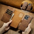 thumbnail image 4 of Magnetic Wallet Case for iPhone 15 Pro Max with Card Holder, Detachable Leather Kickstand Case with Card Slots - 6.7 inch (Brown), 4 of 19