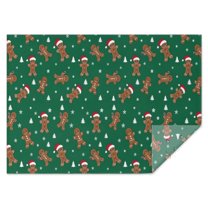 Green Christmas Gingerbread Man Pattern Rectangle Tablecloth 60"x84",Waterproof Polyester Rectangle Table Cloth, Wipeable Spillproof Polyester Tablecloth for Dining, Camping, Indoor and Outdoor