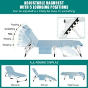 Slsy 3in1 Sun Tanning Chair with Mattress, Heavy Duty Summer Lounger Chair with Face Arm Hole, Adjustable, Removable Pillow & Carry Handle, Sunbathing Chair for Patio, Poolside, Lawn, Beach