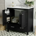 thumbnail image 3 of 30" Black Bathroom Vanity with Single Sink, Combo Cabinet Undermount Sink, Bathroom Storage Cabinet with 2 Doors and a Drawer, Soft Closing, Multifunctional Storage, Solid Wood Frame, 3 of 9