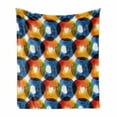 thumbnail image 1 of Modern Soft Flannel Fleece Throw Blanket, Watercolor Drawing of Circular Bold Ring Shapes Vibrant Flow Macro Display, Cozy Plush for Indoor and Outdoor Use, 60" x 80", Orange Blue, by Ambesonne, 1 of 6