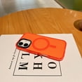 thumbnail image 6 of for iPhone 16 Case [Compatible with MagSafe] [Military-Grade Drop Protection] [Anti-Fingerprint] [Anti-Scratch] Slim Silky-Soft Touch Translucent Matte Case For iPhone 16,Orange, 6 of 9