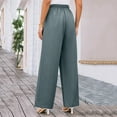 thumbnail image 6 of LADIGASU Women'S Spring Solid Color Lace-Up With Cotton And Linen All Straight Leg Casual Pants, 6 of 9