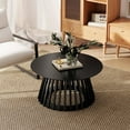 thumbnail image 2 of Dayalane Modern Round Coffee Table, 31.5" Wide Mid Century Wood Center Table with Fluted Base for Living Room, Home Small Spaces, Office, Apartments, Black, 2 of 6