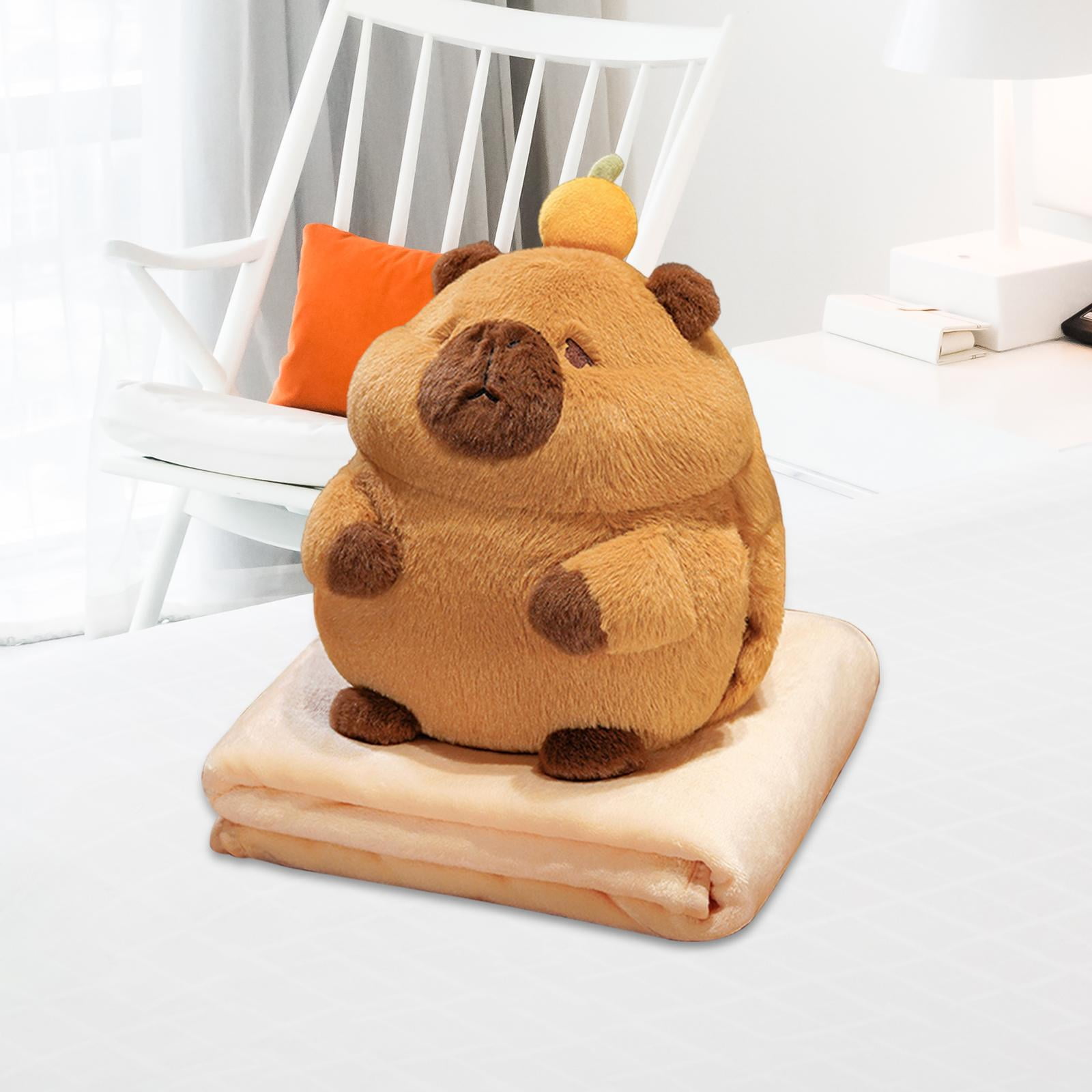 LeeQinersw Capybara Plush Toy Capybara Stuffed Toy Snuggling Lovely Ornament Plush Capybara Brown with Blanket