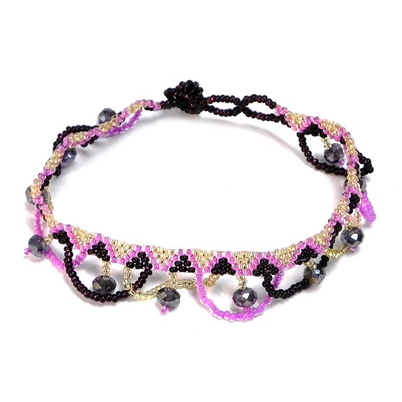 Czech Glass Seed Bead Loop Dangle Frill Fringe Tribal Pattern Anklet - Womens Fashion Handmade Beadwork Jewelry Boho Accessories