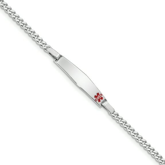 Sterling Silver Rhodium-plated Medical ID Curb Link Bracelet XSM20