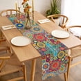 thumbnail image 3 of Table Runner 60 Inches Long for Kitchen Dining, Colorful Ethnic Dresser Scarf Farmhouse, Dining Table Decorations for Wedding/Parties, National Modern Geometric Blue Green 13 x 60 In, 3 of 8