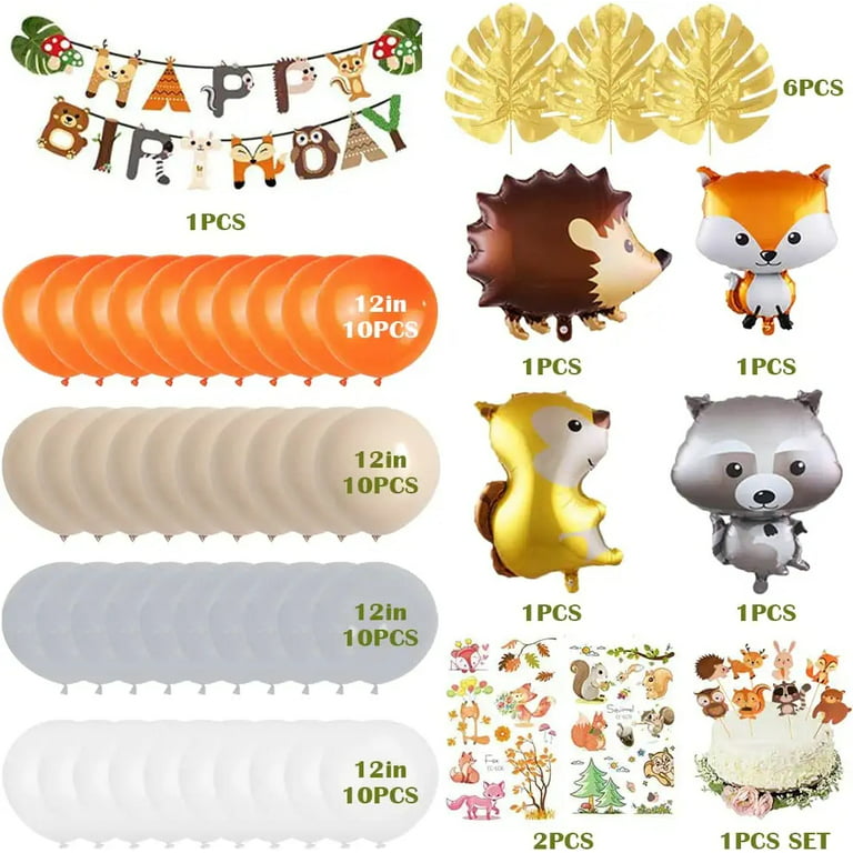 Woodland Creatures Birthday Party Supplies Baby Shower Fox Balloon Bou –  Big Balloon Store
