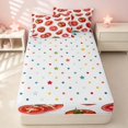 thumbnail image 4 of Erosebridal Cute Tomato Zipper Queen Comforter Set with Fitted Sheet and 2 Pillowcases for Girls, Cartoon Vegetable Zipper Bedding Set, Polka Dots Reversible, 4 of 7