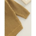 thumbnail image 6 of Cenuakty Newborn Baby Romper, Knitting Ribbed Surface Round Neck Long Sleeve Solid Color Crotch Button Bodysuit, 6 of 8