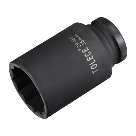 

1/2 Drive 35mm 12-Point Deep Impact Socket CR-MO Steel 78mm Length Metric Sizes