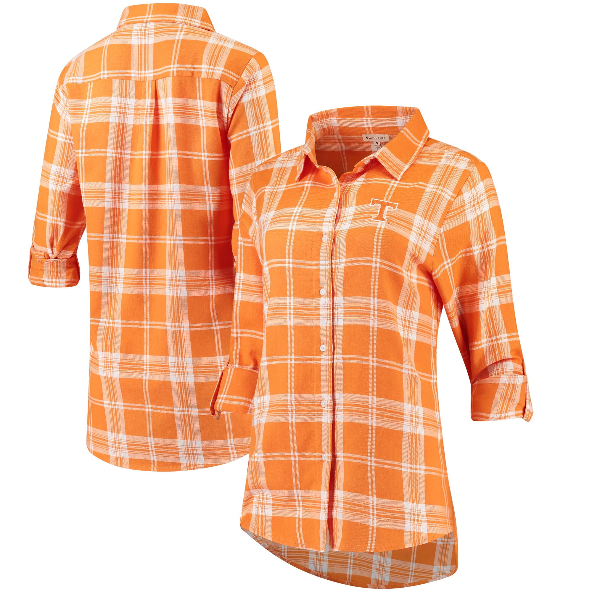 orange plaid womens flannel shirt
