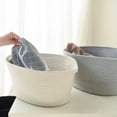 thumbnail image 7 of PiccoCasa Cotton Rope Storage Bins Baskets with Handles for Shelves, Oval, Gray, 7 of 7