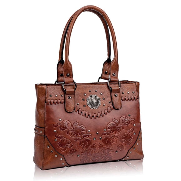 Bolso LAVAWA, tamaño grande, estilo western, para mujer, asa en la parte superior, color café
