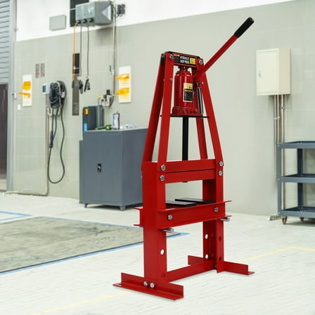 A-shaped Hydraulic Press, Red 6T Hydraulic Shop Press, Hydraulic Press with Plates 15.75*12.6*29.33in Adjustable Height