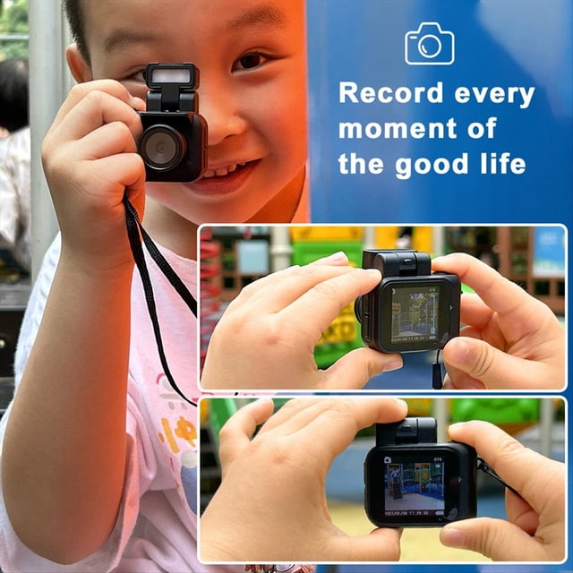 Mini Cámara Estilo Monorreflex HD1080P CMOS con Pantalla LCD Lámpara de Flash y Base de Batería Grabadora de Vídeo Portátil DV Negro