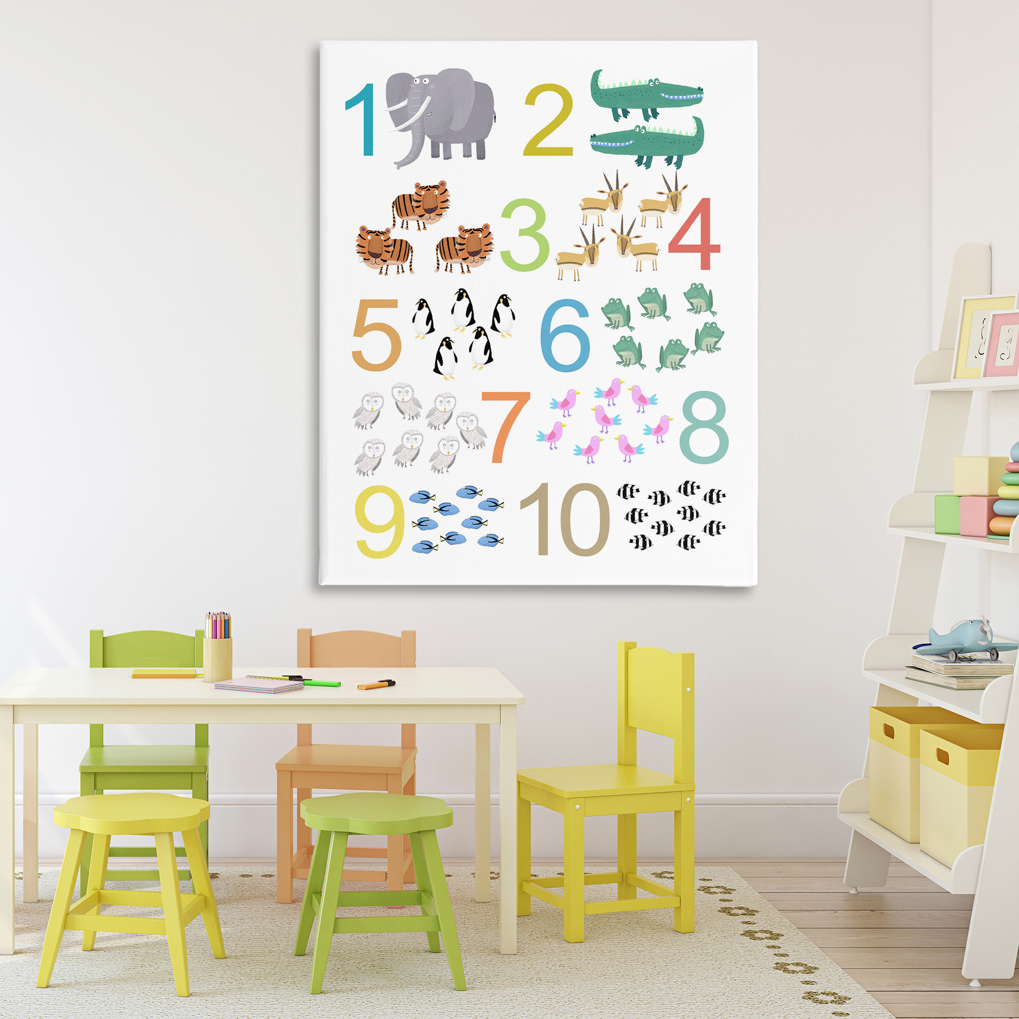 Kid's Counting Animals Canvas Wall Art, design by Carla Daly