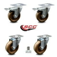 thumbnail image 2 of 4 Inch High Temp Phenolic Wheel Swivel Top Plate Caster Set 2 Total Lock Brakes, 2 of 2