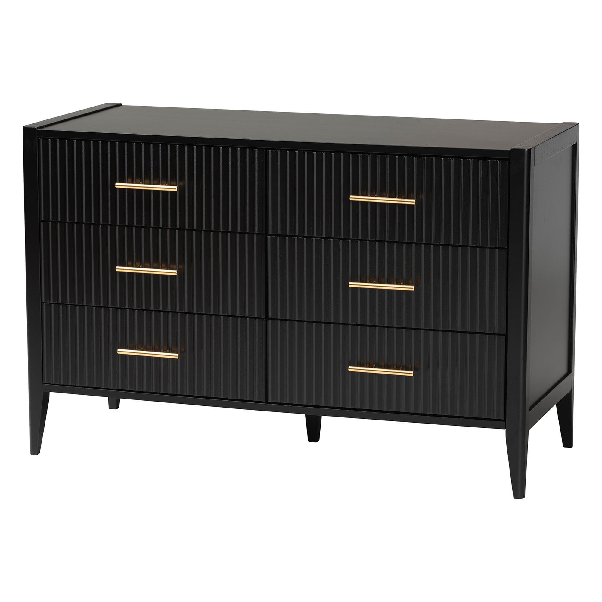 Baxton Studio Primrose Mid-Century Dresser, 6-Drawer, Black