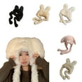 thumbnail image 2 of lanema Thicken Windproof Beanie Plush Rabbit Ear Shape Trapper Hat for Adult Teens, 2 of 19