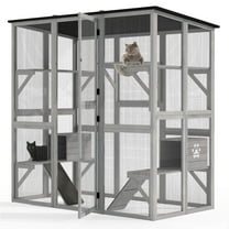 Uforic Cat Catio 4 Tiers Cat Enclosures House for Outdoor Indoor Cats with Weatherproof Roof, 3 Resting Rooms, 5 Platforms,71" H 71" L