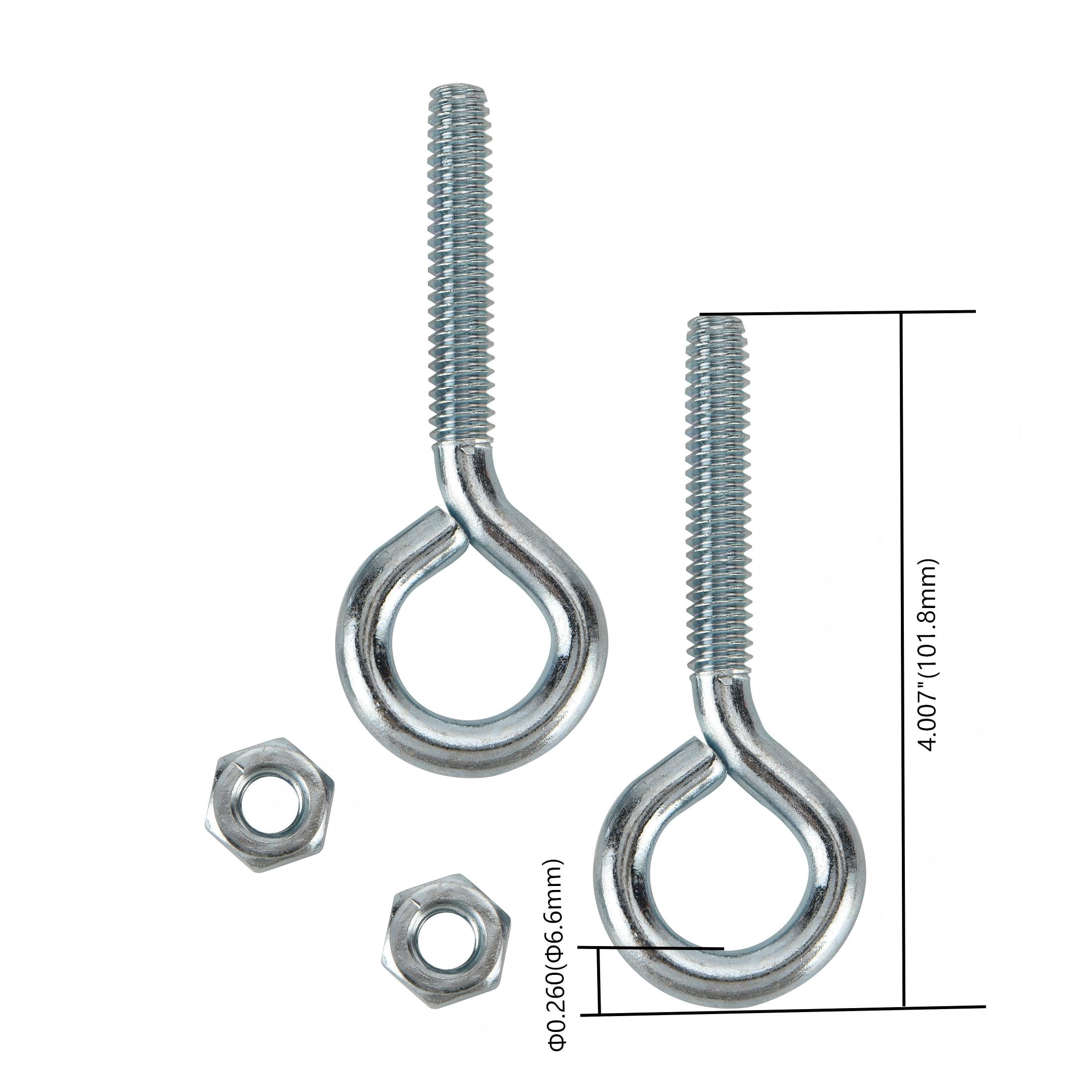 Hyper Tough 5/16 Inch x 4 Inch New Eye Bolt, Zinc Plated, 2 Piece, 0.25lb