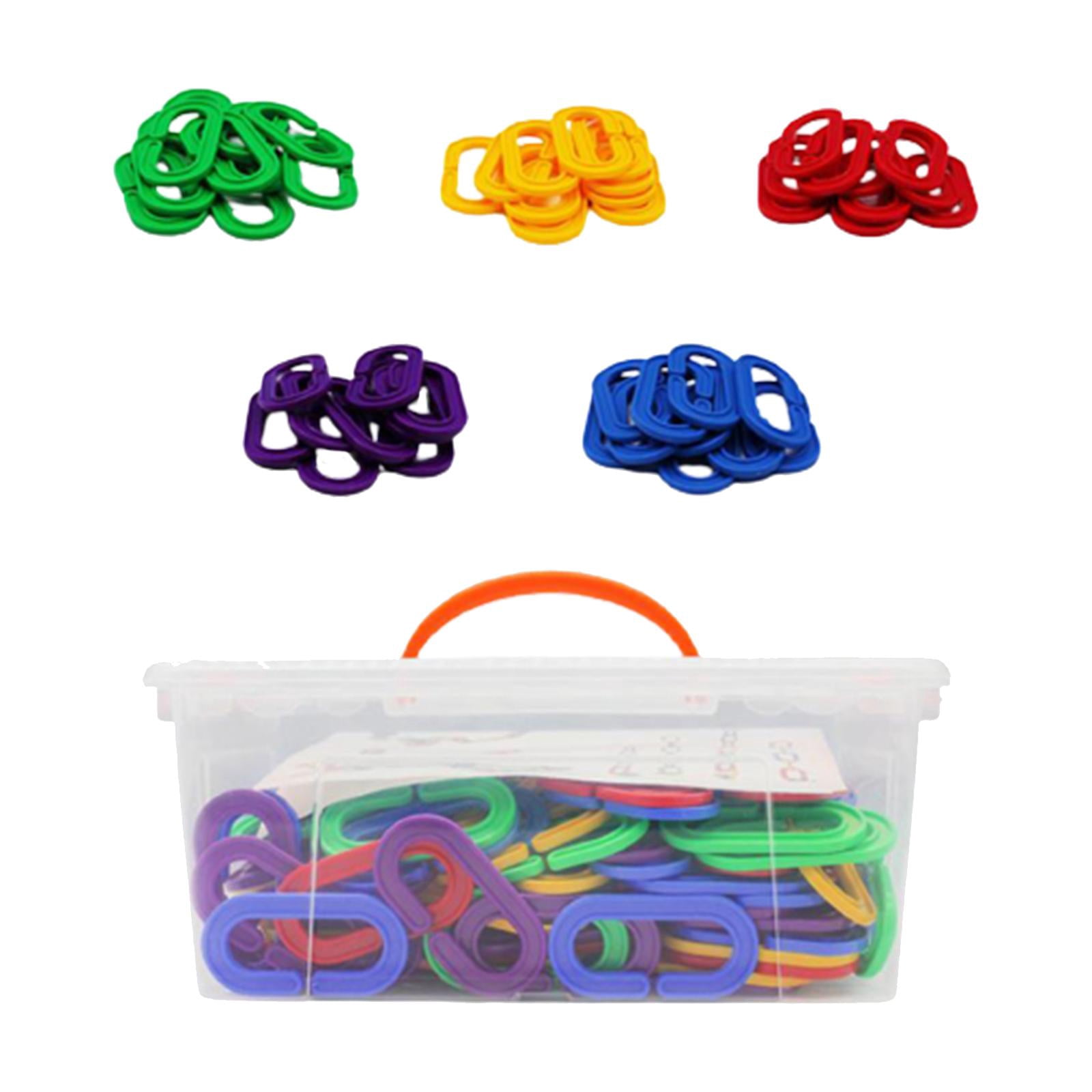 150Pcs Hooks Chain Links Parrot Bird Toy Cage Interchangeable Sensory Toys Colorful Links Rainbow C Links for Preschool Kids Children