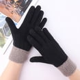 thumbnail image 4 of Audhol Gloves Winter Jacquard Mesh Gloves Women'S Knitted Plus Velvet Thickened Autumn And Winter Warm Pattern Gloves (Adult Gloves) Touchscreen Non-Slip Gloves Black One Size, 4 of 4