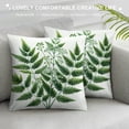 thumbnail image 3 of JEUXUS Modern Simple Decoration Green Leaves Short Plush Pillowcase High-Quality White, 3 of 5