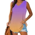 thumbnail image 2 of AherBiu Tank Tops for Women V Neck Gradient Color Summer Casual Loose Sleeveless Comfy Stretch Tshirt, 2 of 9
