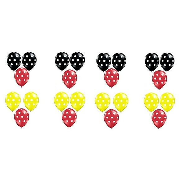 Mickey Mouse 24 Count Birthday Party Red Black and Yellow Polka Dots Latex Balloons