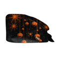thumbnail image 3 of Voska Women's Halloween Print Scrub Cap Work Hat Cotton Adjustable Breathable Full Coverage Nurse Hat Cosplay Daily Shower Hair Cap Black one size, 3 of 6