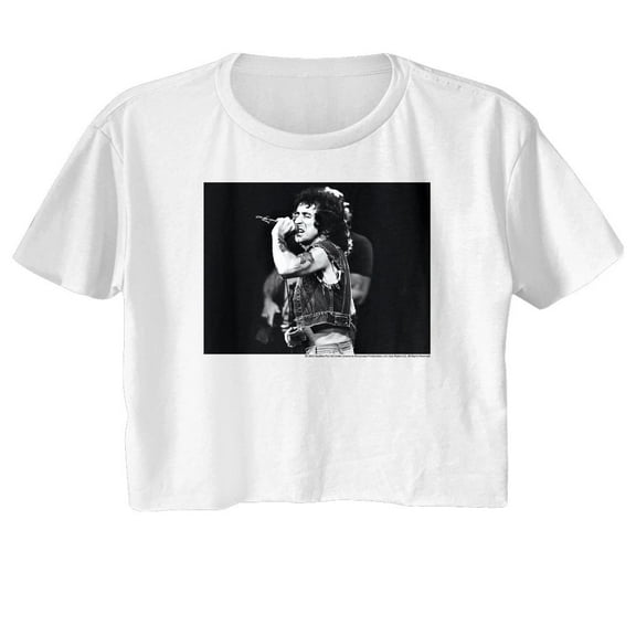 Bon Scott AC/DC Bon BW White Women's Festival Cali Crop T-Shirt