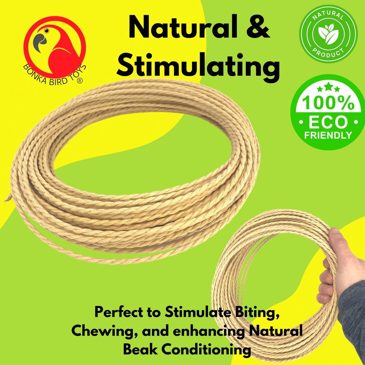 Bonka Bird Toys 2265 Natural Twister 100ft Paper Cord Rope