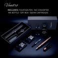 thumbnail image 2 of Vandro Complete Luxury Fountain Pen Set - Comfortable Grip with Smooth Fine Nib - Includes 10 Pack Ink Cartridges, Black Ink Bottle, Ink Refill Converter & Gift Box - Rose Gold, 2 of 7