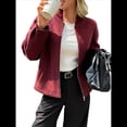 thumbnail image 3 of Sudadera con Cremallera para Mujer, Chaquetas Informales de Larga, Ropa de Abrigo para Invierno, Moda de Otoño Vino Tinto S, 3 of 8