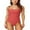Pink, variant on Sociala Women's Solid Tie Shoulder One Piece Swimsuit Cut Out Bathing Suit