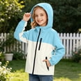 thumbnail image 5 of HAOTAGS Boys and Girls Waterproof Rain Jacket Lightweight Windbreaker Outerwear for Kids – Breathable, Packable Raincoat for Outdoor Use Light Blue Size 7, 5 of 8